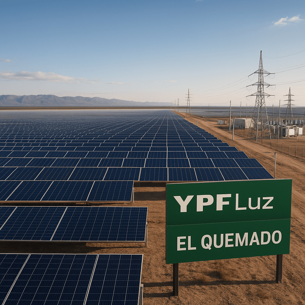 Panel solar fotovoltaico de un parque de energía renovable en Argentina