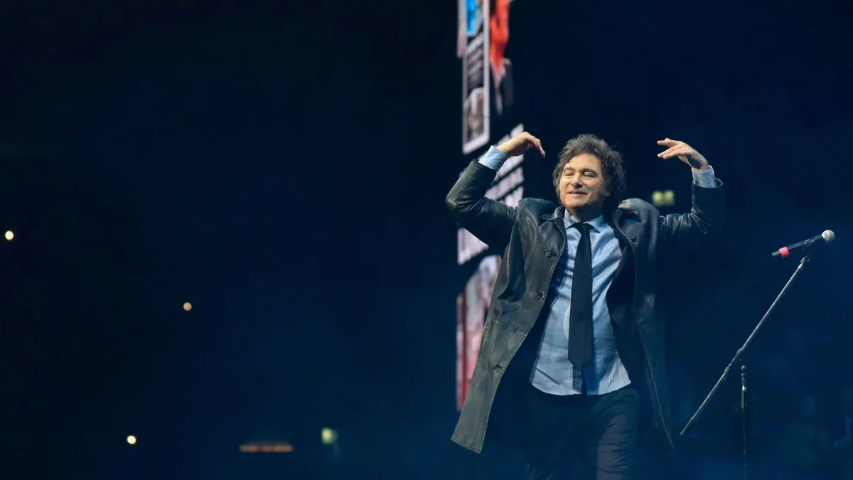 Javier Milei durante la presentación de su libro en el Luna Park