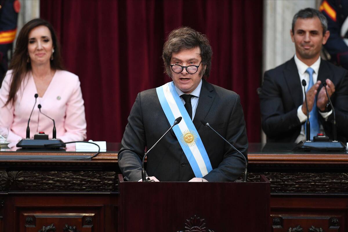 Javier Milei durante la apertura de las sesiones legislativas
